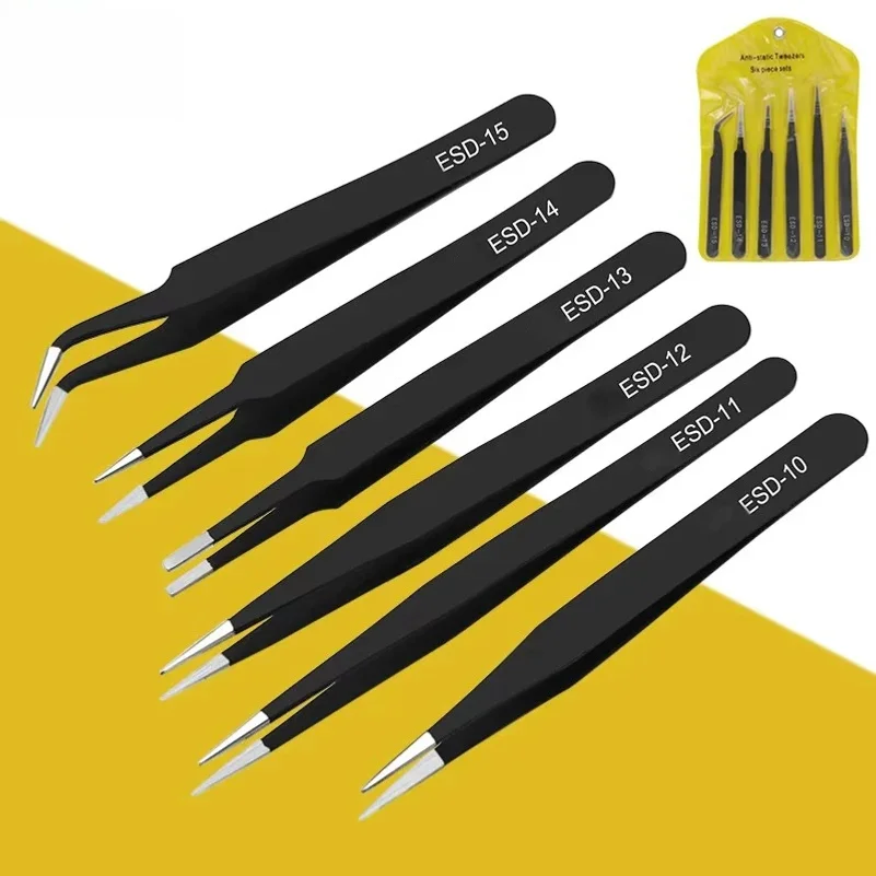 Model Kit Tweezers - Zestaw 6 szt. antystatycznych pęset ze