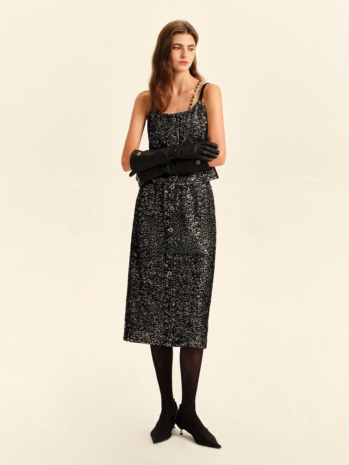 

Blanini Starry Skirt 20SMI Sparkling Bead Sequin Me Strap ter f Skirt Women's Casual Sle Inner Wear Spring Season