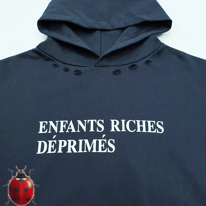 Worm Hole ERD Hoodie Sweatshirts Men Women Heavy Fabric Washed Vintage Enfants Riches Deprimes Loose Fit Hooded Pullovers