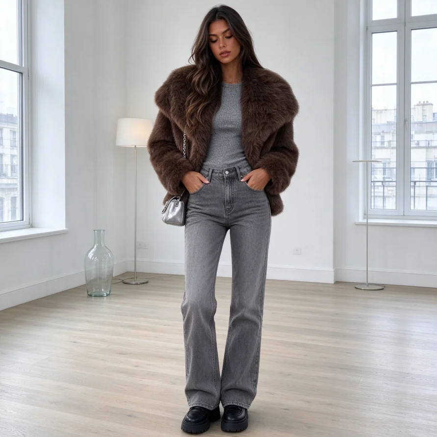 Women Coats Faux Fur Jackets Turn Down Collar Coat Loose Thick Warm Y2k furry Open Stitch Full Sleeve Elegant Work Casual 2026 4