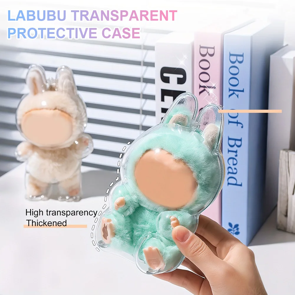 

Для Labubu V2 (только футляр), прозрачный защитный чехол, прозрачная сумка для демонстрации фигурок, плюшевая фигурка куклы, прозрачная сумка, пылезащитный чехол