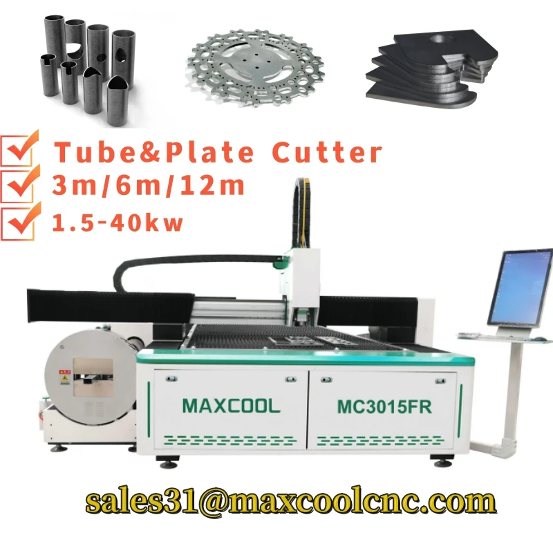 2-in-1 Metal Plate Tube Laser Cutting Machine Raytools Cutting Head Lazer Aluminum Tube Cutter Square Circular Pipe Engraver