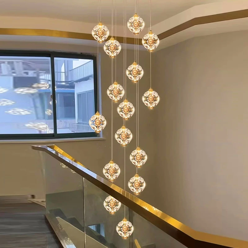 Imagem -03 - Modern Crystal Chandelier For Home Decoration Stair Pendant Lamp Living Room Pendant Lights Iluminação Interior