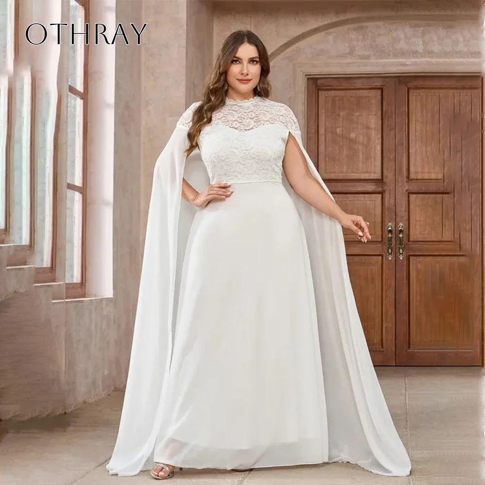 Abiti da sera a trapezio in chiffon con collo alto in pizzo Abiti da festa personalizzati alla caviglia pieghettati abiti da gala