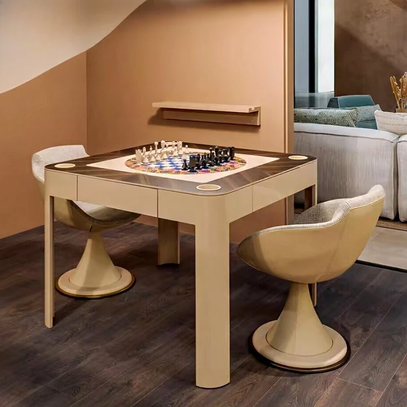 Italian light luxury high-end solid wood multi-functional chess and card table luxury designer entertainment table