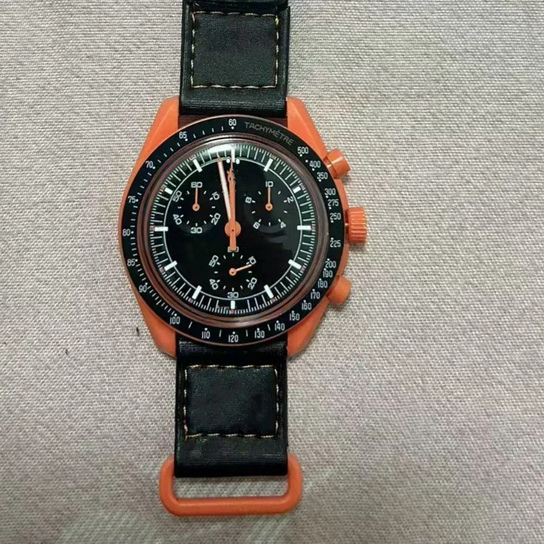 2025 New Men's Auto Date Moon Phase Mercury 6-Hand Chronograph Quartz Watch Multi Functional Space Celestial Design Hot