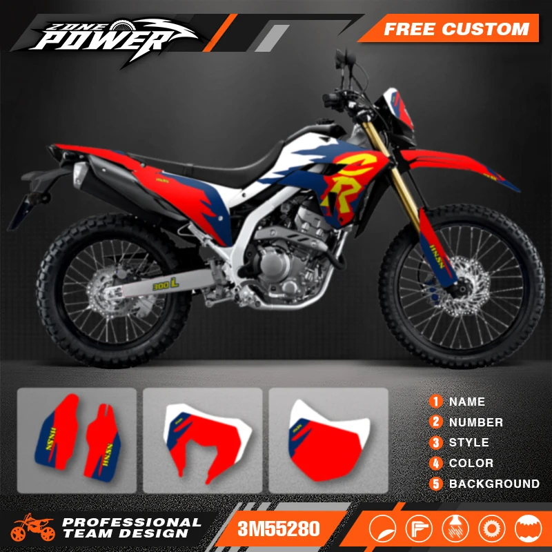 Powerzone Motorcycle Graphic Decal Stickers Kits For Honda CRF300L 2021 Number Name Customize 19