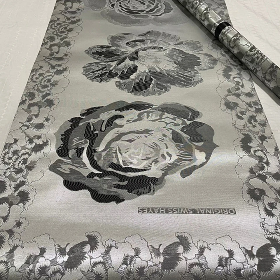 

Hayes Style African Gele & Ipele Set -2PC Original Nigerian Sego Headtie,Premium Silver Headwrap Fabric for Formal Events TX-4-7