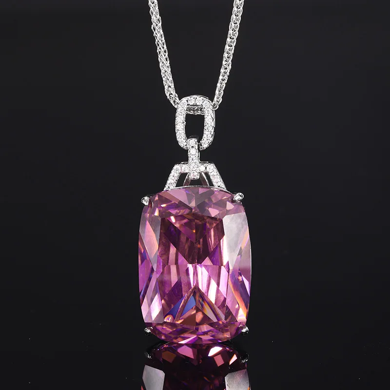 New Gold-Plated Jewelry Fashion Colorful Gemstone Square Pendant Necklace 20*28