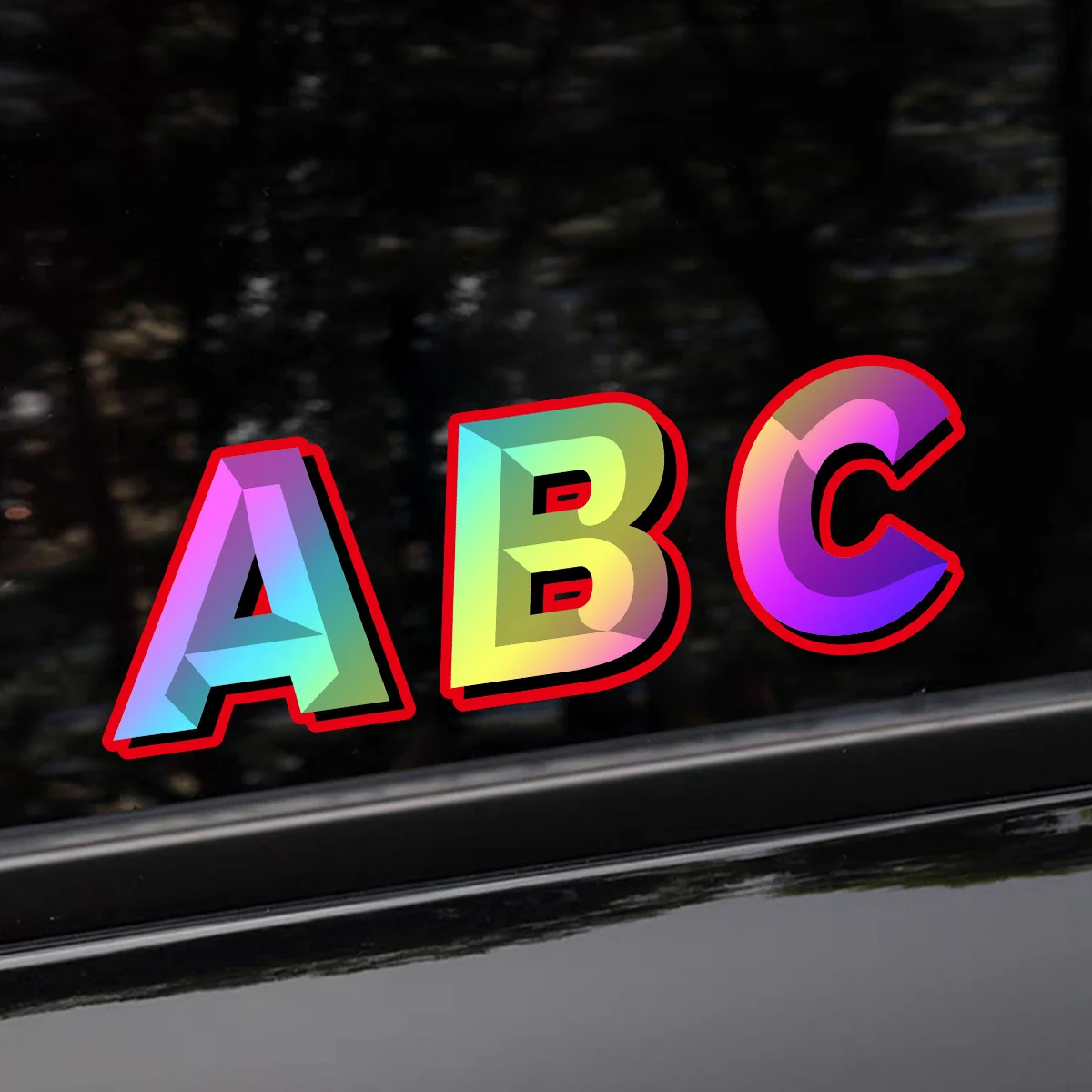 Holographic Gradient Letter Sticker Waterproof Vinyl Decal Car Motorcycle Body Decoration