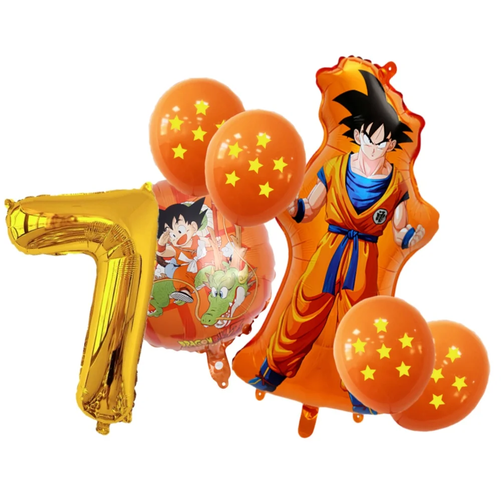 7 قطعة لعبة دراغونز بول جوكو الشكل عيد ميلاد الديكور اللاتكس الألومنيوم احباط بالونات رقمية مزيج وحصيرة مجموعة الاطفال لوازم الحفلات اللعب