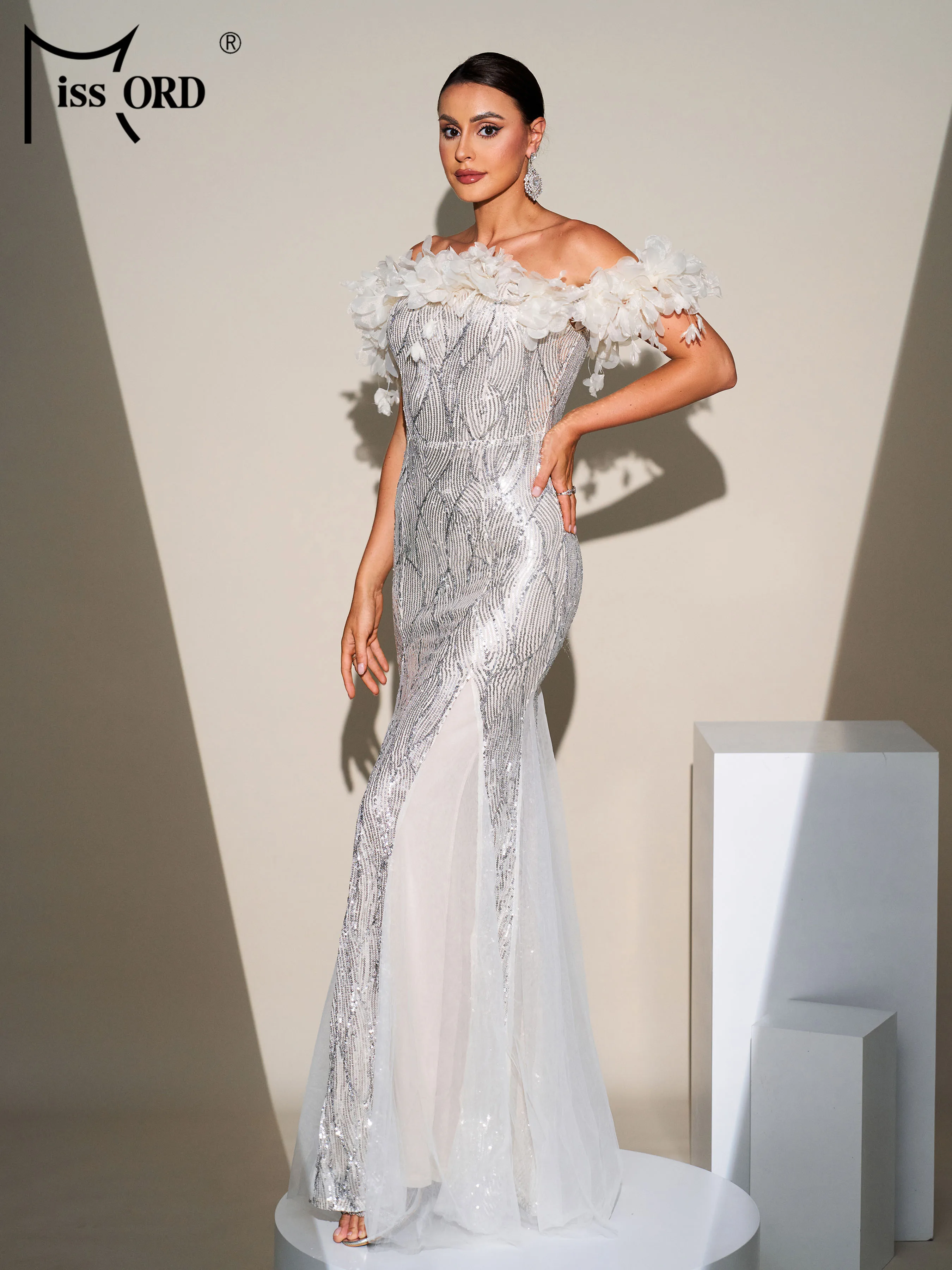 

Missord New 2025 Off Shoulder Sequin Mermaid Evening Gown Wedding Birthday Party Elegant Beautiful Women's Formal Occasion Dress