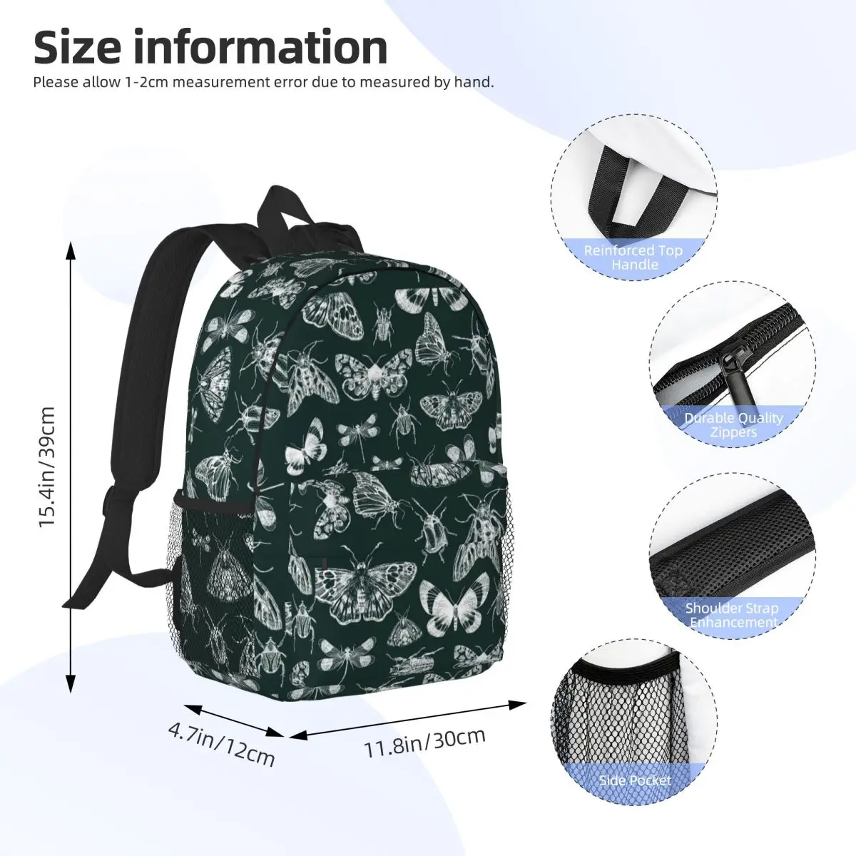 Bug Themed With Insect Patterns Backpack Student Boys Girls BookBag Men Women School Bag Computer Shoulder Bags