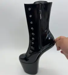 No heel 20cm color can be customized, pole dancing heels, lace-up round toe waterproof platform model stage ankle boots