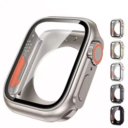 Cubierta de vidrio templado para Apple Watch 41mm 45mm 40mm 44mm funda protectora de pantalla frontal y trasera protección completa iWatch 9 8 7 SE 6 5 4