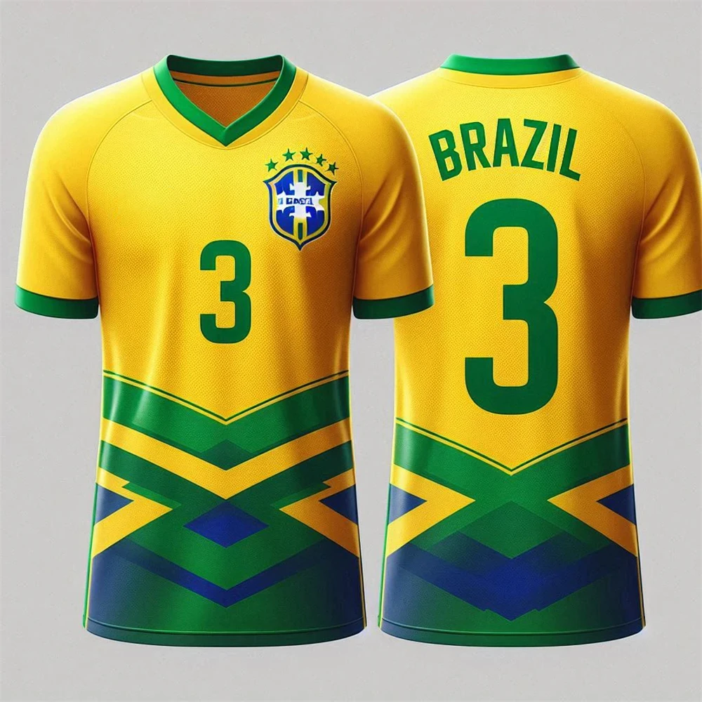 Kids Boy Clothes Outdoor Women Sports Top 3D Pristiano 2025 Sports T-Shirt Men\'s Loose Brazil AICG Breathe Quick Football Jersey