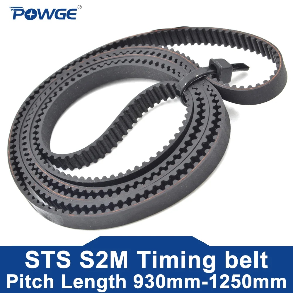 POWGE STS S2M Timing belt Lp=930 940 984 996 998 1002 1004 1016 1036 1136 1166 1224 1250 width 4-20mm Rubber Closed 3D printer 