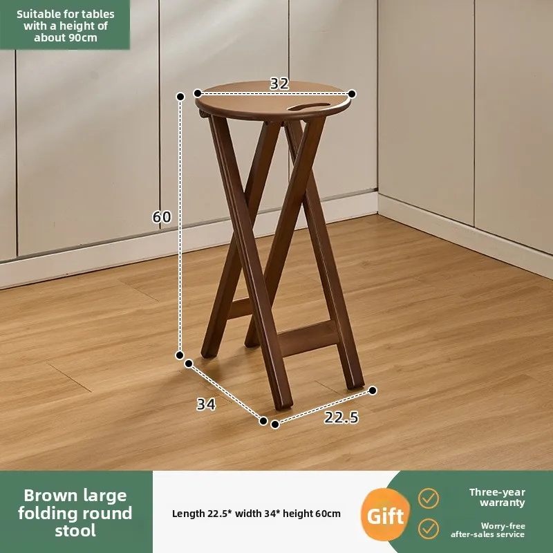 

Foldable storage bar stool bar chair modern simple bar high stool portable round stool Mazar small stool bamboo wood stool