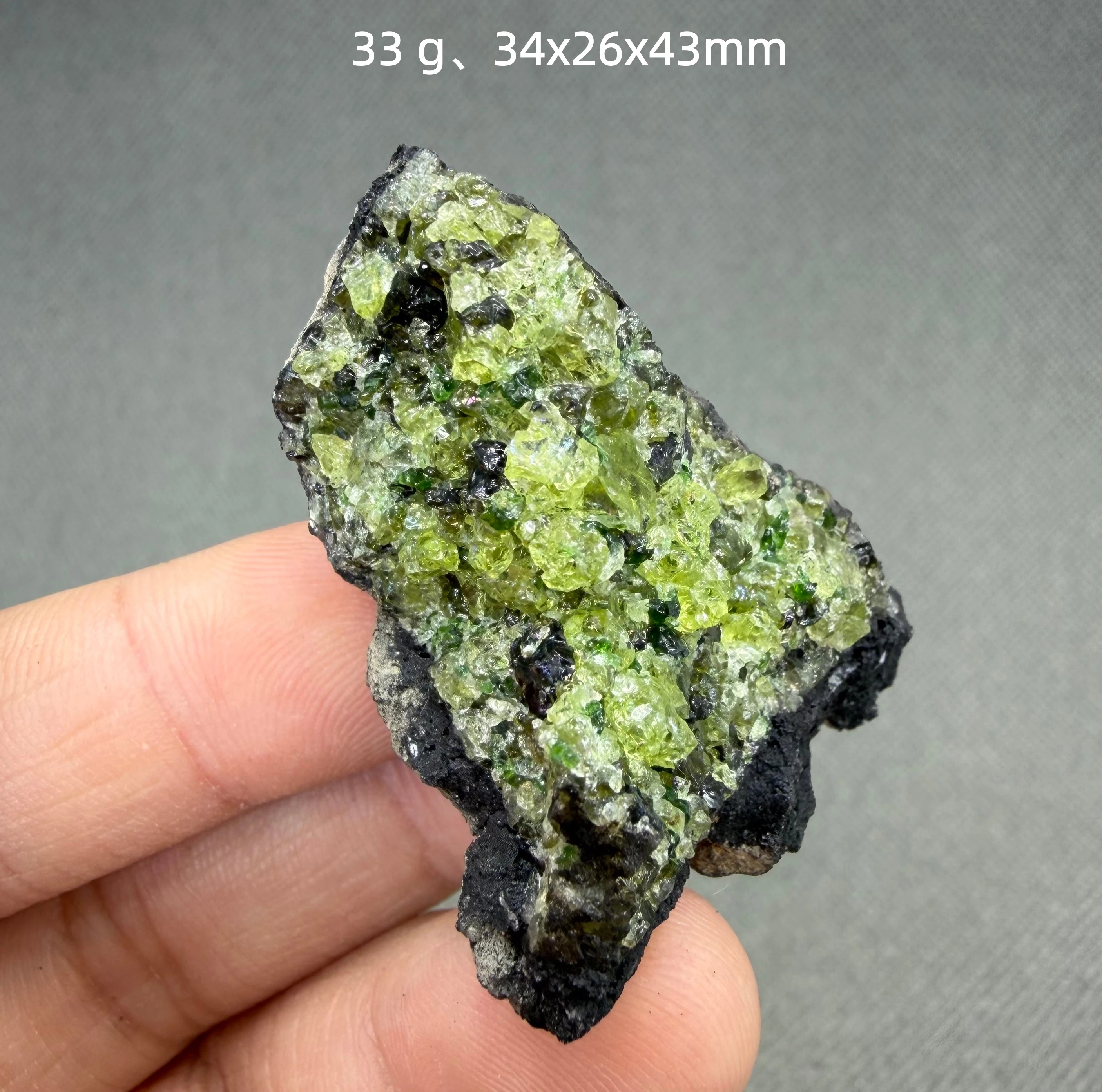 Natural Peridot Crystal Cluster on Matrix Short Prismatic Olivine Mineral Specimen Rare
