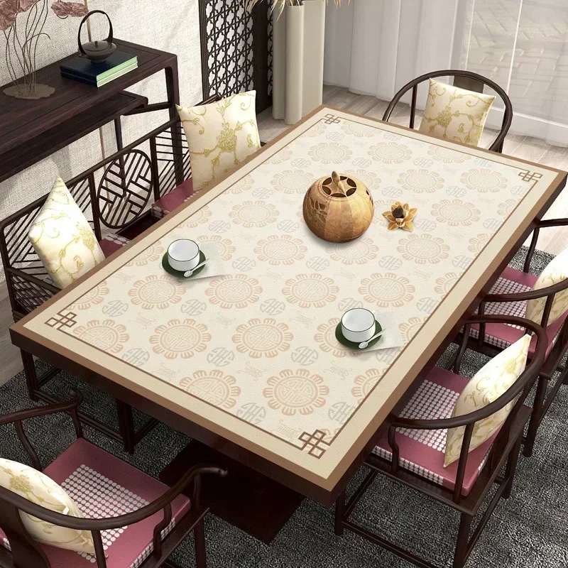 

Retro Pattern Tablecloth PVC Leather Dining Table Mats Waterproof Home Oil-proof TV Cabinet Non-slip Protector Pad Decoration