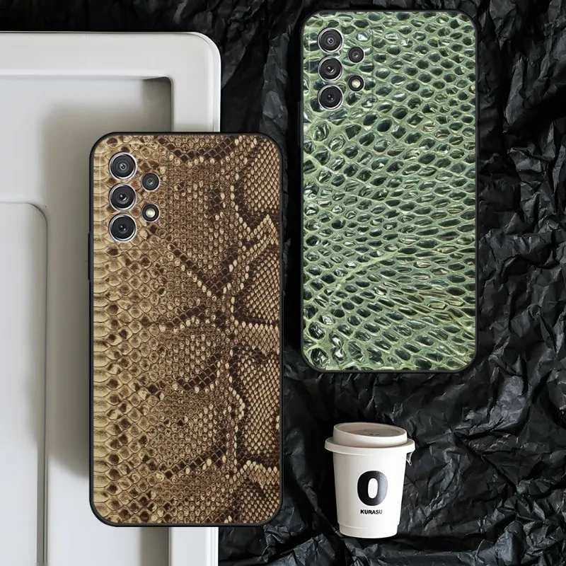 Leather Snake Scales Phone Case For Samsung A54 24 A52 A70 A72 A73 A33 A22 A23 A12 A13 A81 A60 A40s A31 A32 A50 A21 S A53 Covers