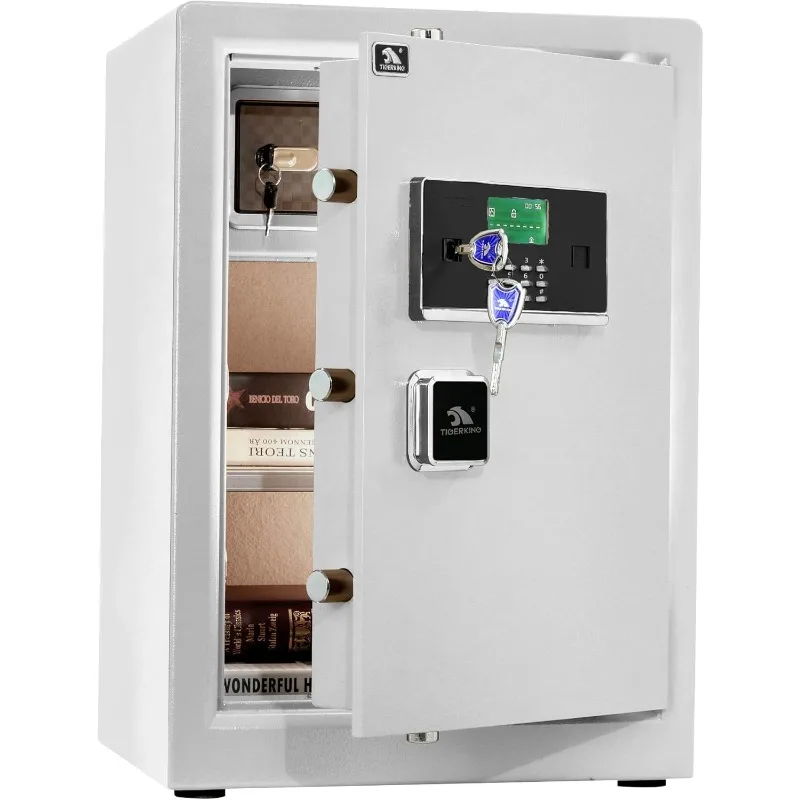 

Safe Box,Home Safe,Large Security Box with Double Safety Key Lock and Password for Money and Document,3.7 Cubic White