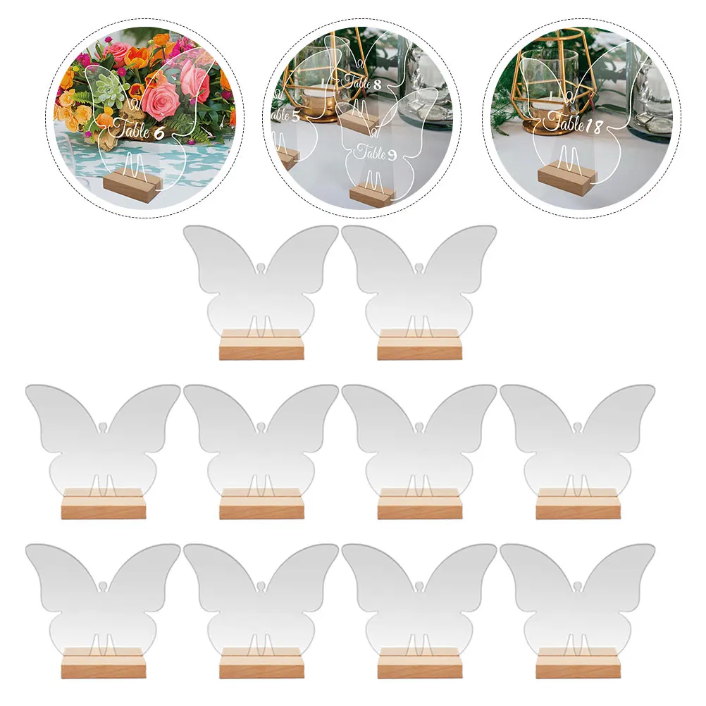 

12Pcs Butterfly Place Cards Acrylic Table Signs Blank Name Cards for Wedding Reception Party Banquet Decor Table Number Stand