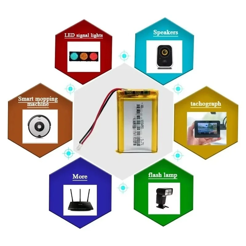 103450 3.7V 2000mAh Polymer Lithium Rechargeable Battery jst PH 2.0mm 2pin plug For Camera GPS navigator MP5 Bluetooth Headset