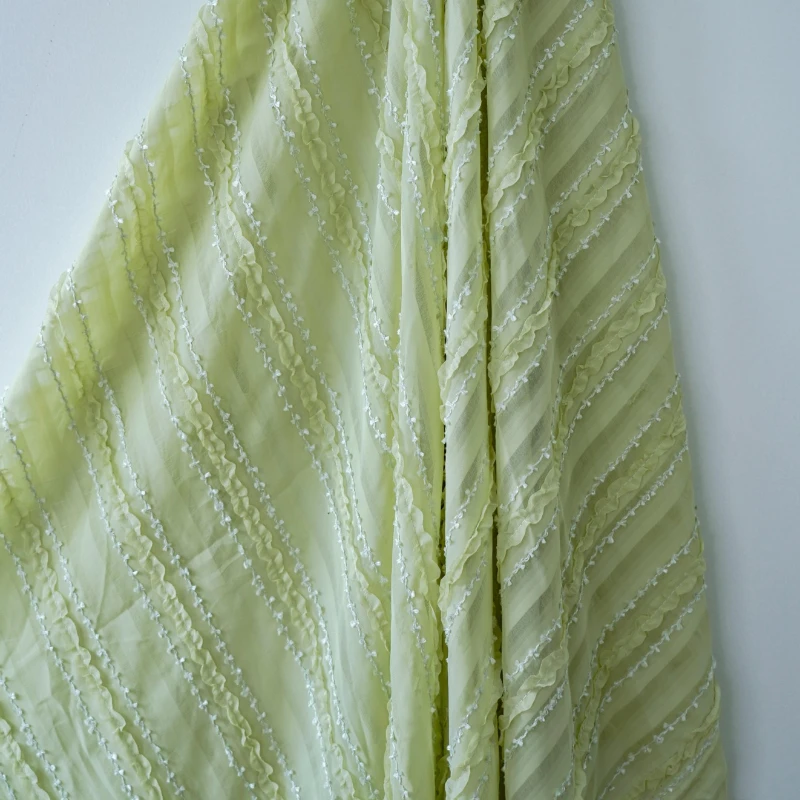 Soft and Lightweight Chiffon Stripe Woven Fabric for Clothing and Drees Making By The Meter Sewing Accessories