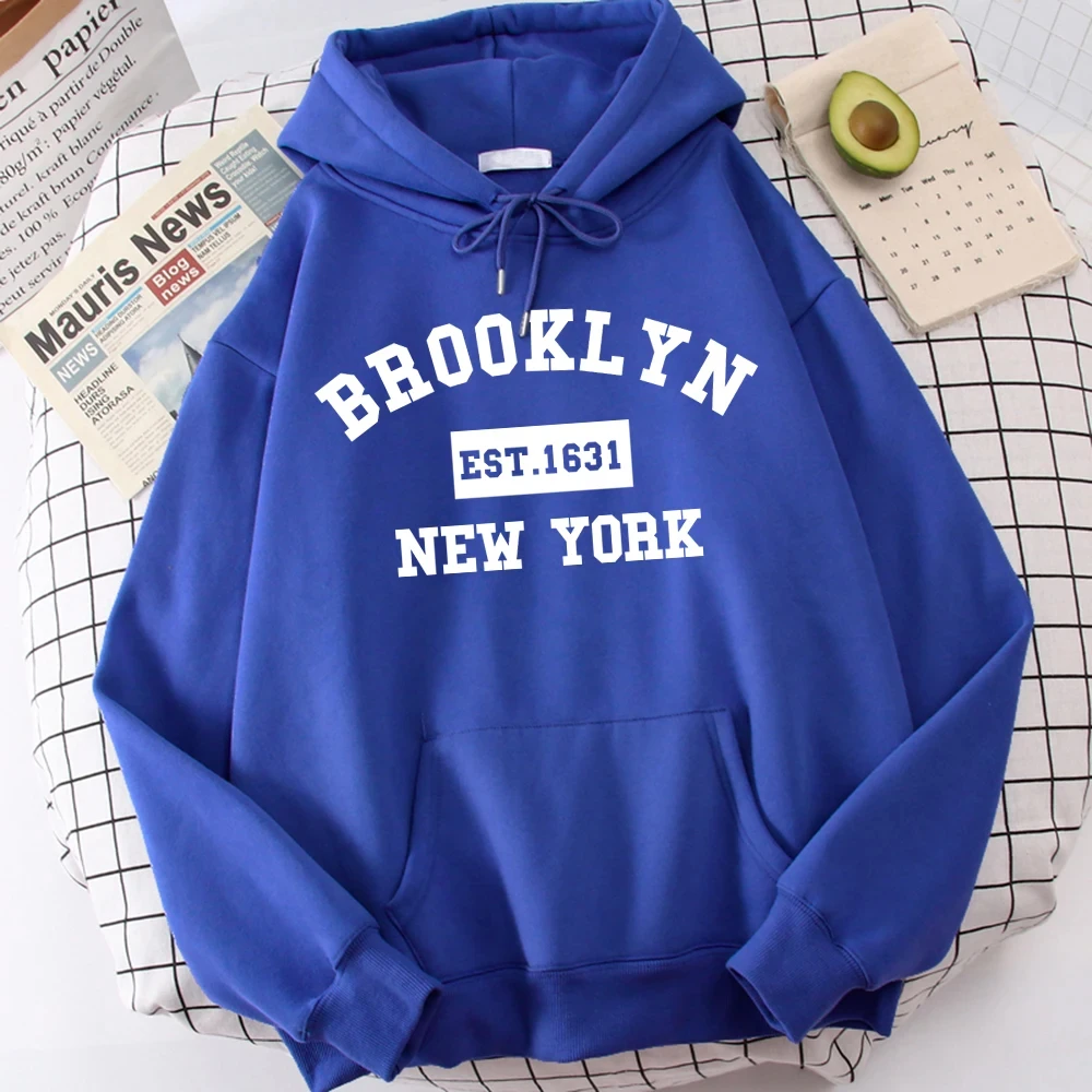 Brooklyn Est. 1631 New York Letter Male Hoodie Simplicity Graphics Tracksuit Soft Outdoor Clothing All-Match Fashion Hoodies Men