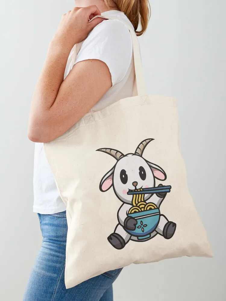 Cute Goat Eating Ramen Tote Bag tote bag Cloth bag Women's handbag canvas bags