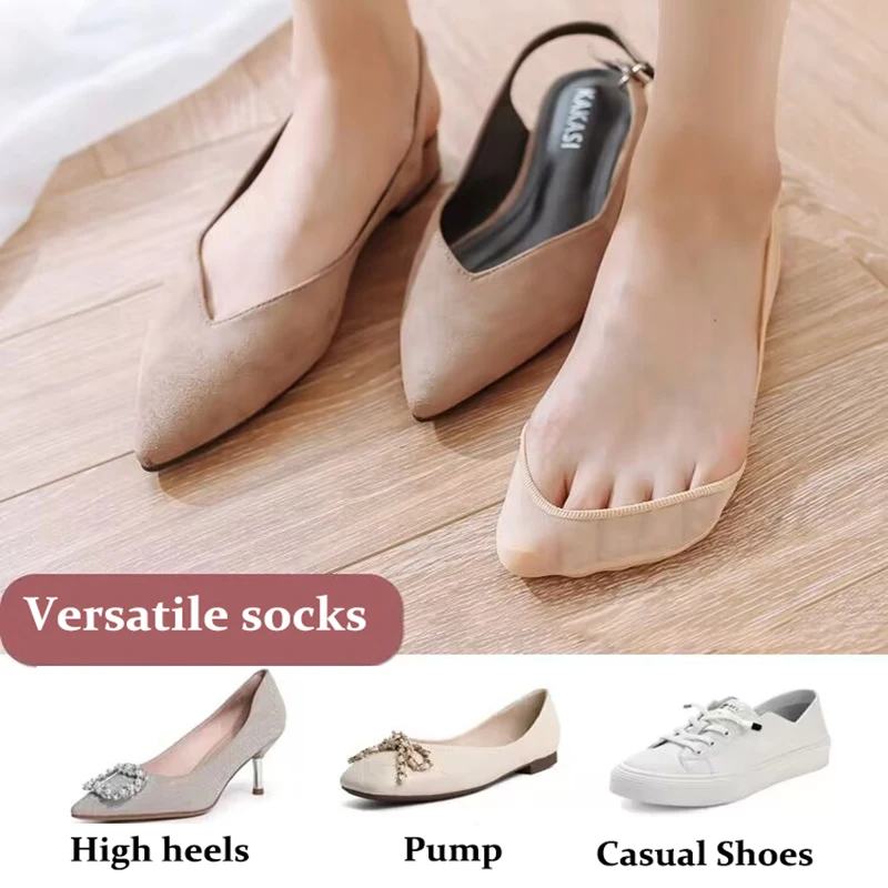 Invisible Ship Socks for Women Breathable Rubber Strip Anti Slip Socks Sponge Foot Pad with Hollowed Out Heel Socks High Heels