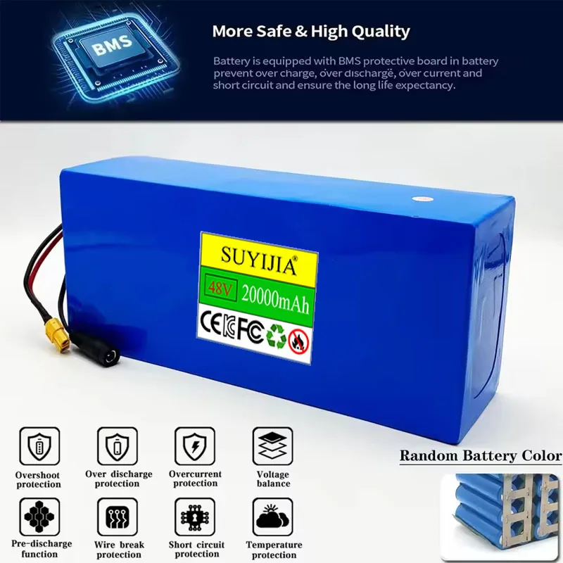 13S5P 48V 20000mAh Electric Scooter Lithium Battery 18650 Battery 48V 20Ah Electric Scooter Battery+charger