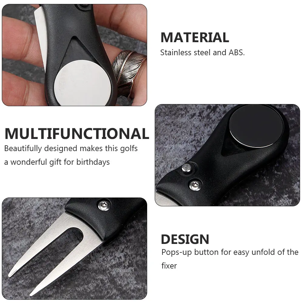 

2Pcs Golfs Divot Tool Foldable Green Grass Repair Abs Plastic H Stainless Steel Durable Portable Magnet Ball Marker Golf
