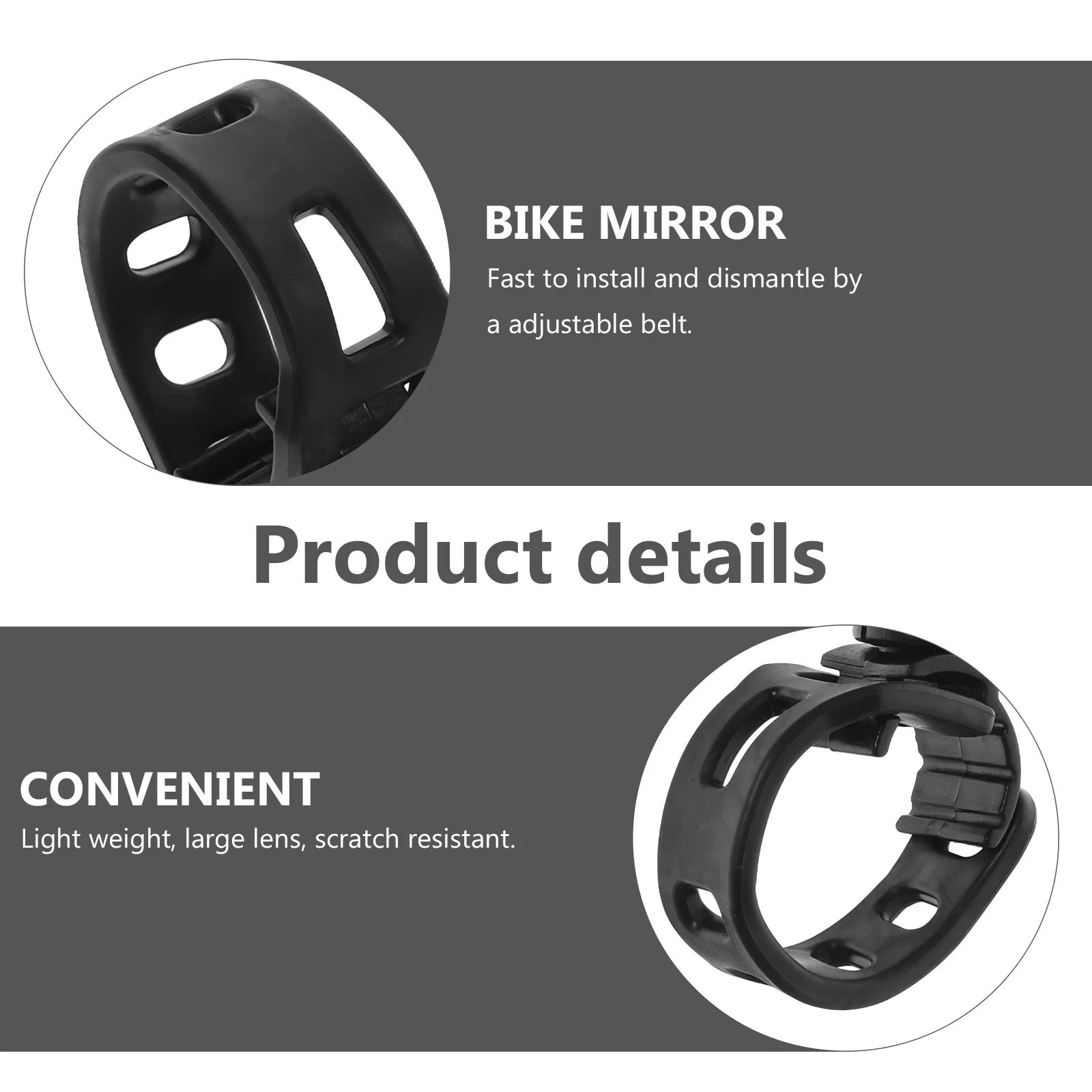 

2Pcs Rear View Mirror for Bike Adjustable 360 Degree Universal Mount Lightweight Scratch Resistant Large Lens Cycling Safety