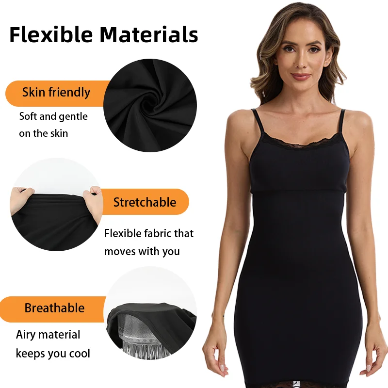 Women Elegant Shapewear Full Body Shaper Slip Adjustable Strap Underwear Sexy Lace Dress Breathable Waist Trainer Butt Lifter