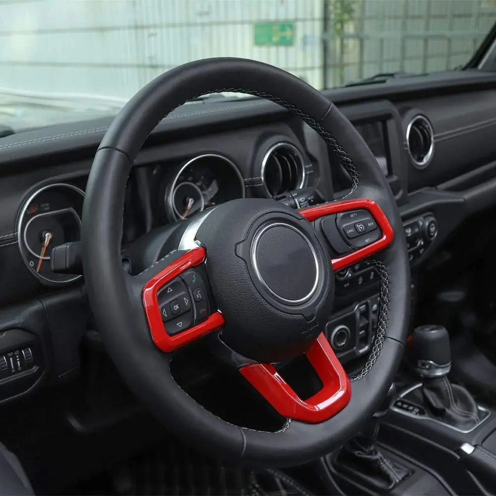 3Pcs JL JT Steering Button Frame Panel Decoration Interior for 2018-2025+ Jeep Wrangler JL, for 2020-2025+Jeep Gladiator JT