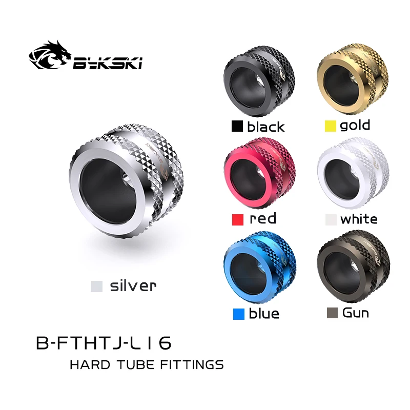 Bykski Hard Tube Connector Fittings, For OD16mm Hard Tubes, Anti-off Type Diamond Pattern, Enhanced Silicone B-FTHTJ-L16