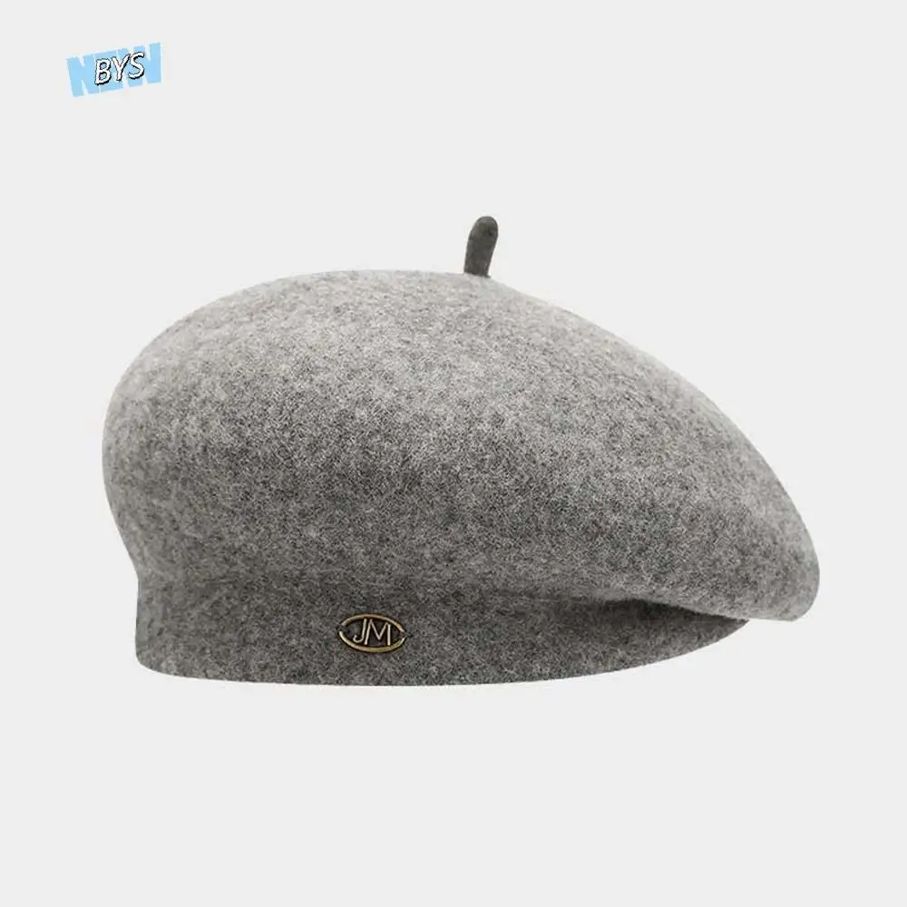 

Vintage Y2K Wool Beret Cap Cotton British Style Female Painter Cap Dome Street Style Octagonal Brimless Hat Girls