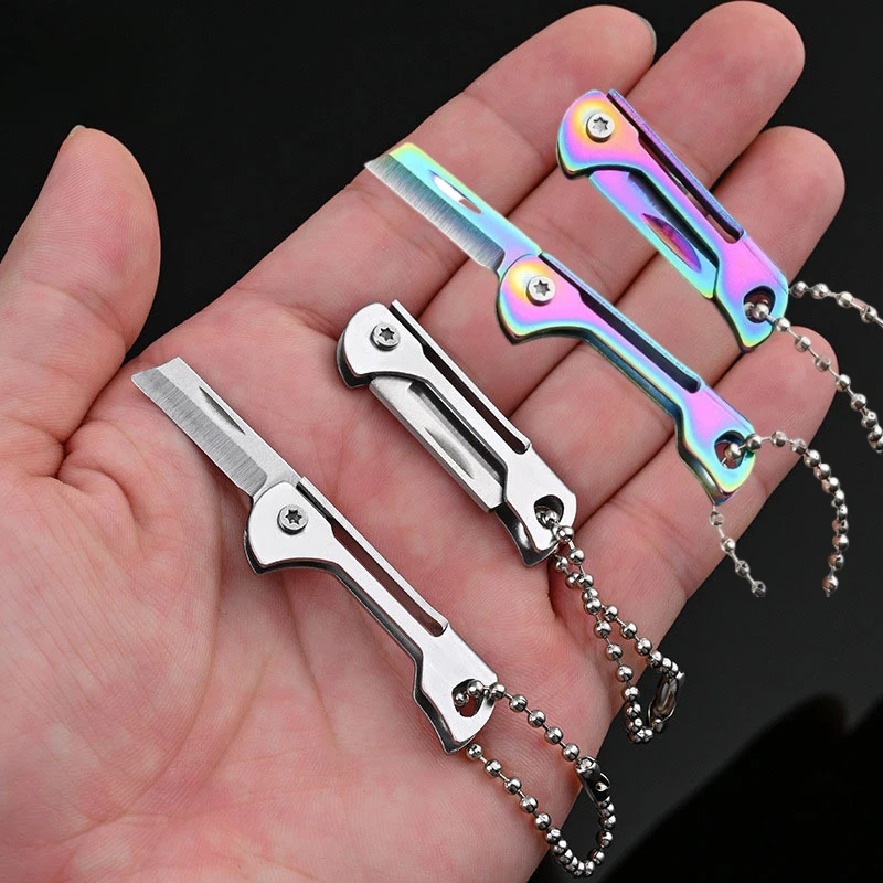 NEW Stainless steel outdoor mini folding knife portable detachable express key chain pendant, kitchen pocket small fruit knife