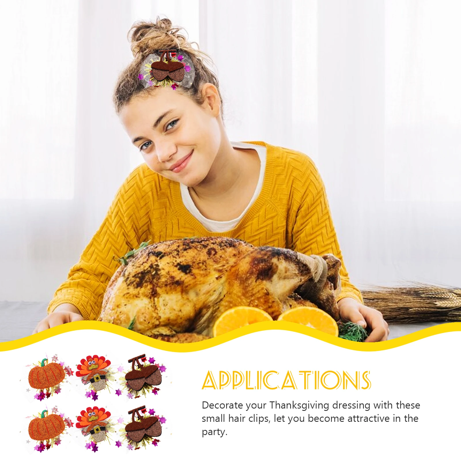 

6pcs Thanksgiving Clips Cute Hairpins For Women Lightweight Small Hair Accessories Party Holiday Decoration Hairpins For Thin