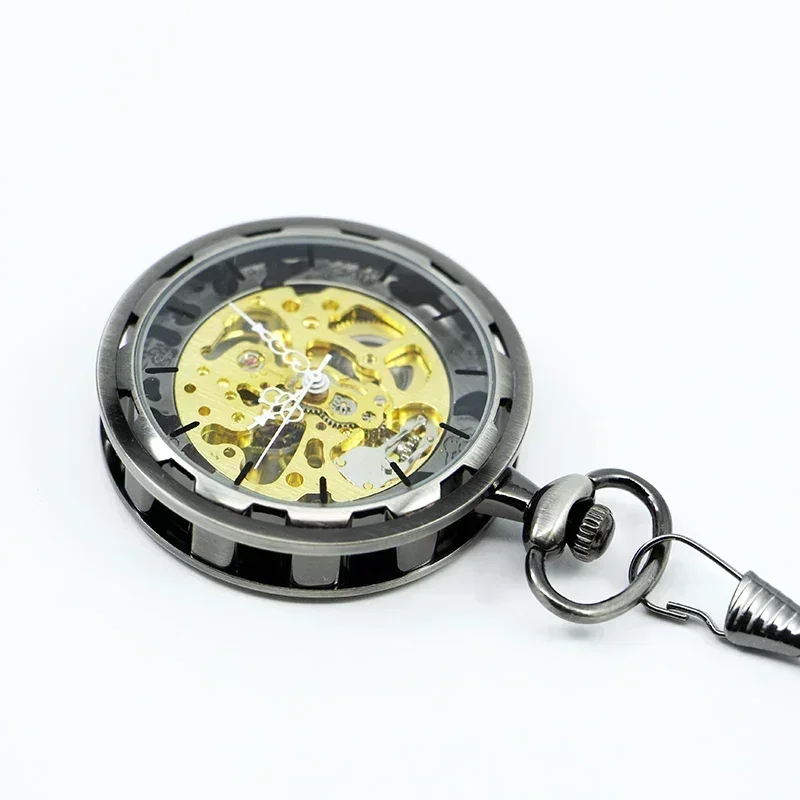 Retro mechanisch zakhorloge Half Hunter Vintage hanger klok voor mannen vrouwen trui keten/hangende ketting Fob horloges