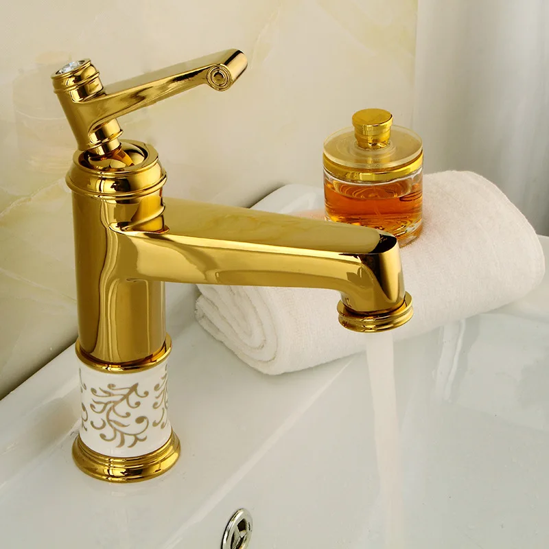 

All Copper Ceramic Water Faucet Hot And Cold Water Mixing Basin Faucet Border Water Mixer Taps