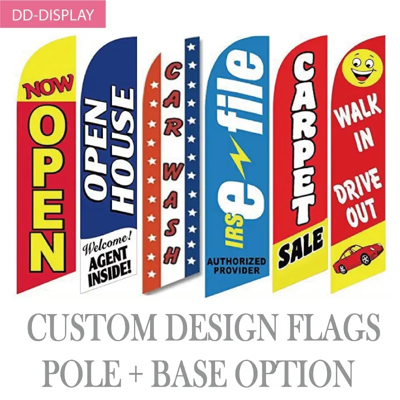 

DD Feather Flag Aluminum Flying Style Outdoor Beach Flags and Flagpole Custom Printing Advertising Promotion Celebration Banners