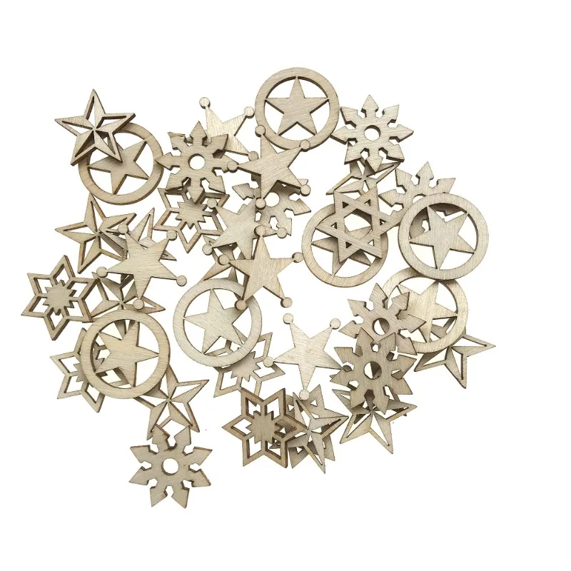 

50pcs Hollow Star Shape Wood Pieces Wooden Hollow Star Cutouts Embellishments Ornaments for DIY