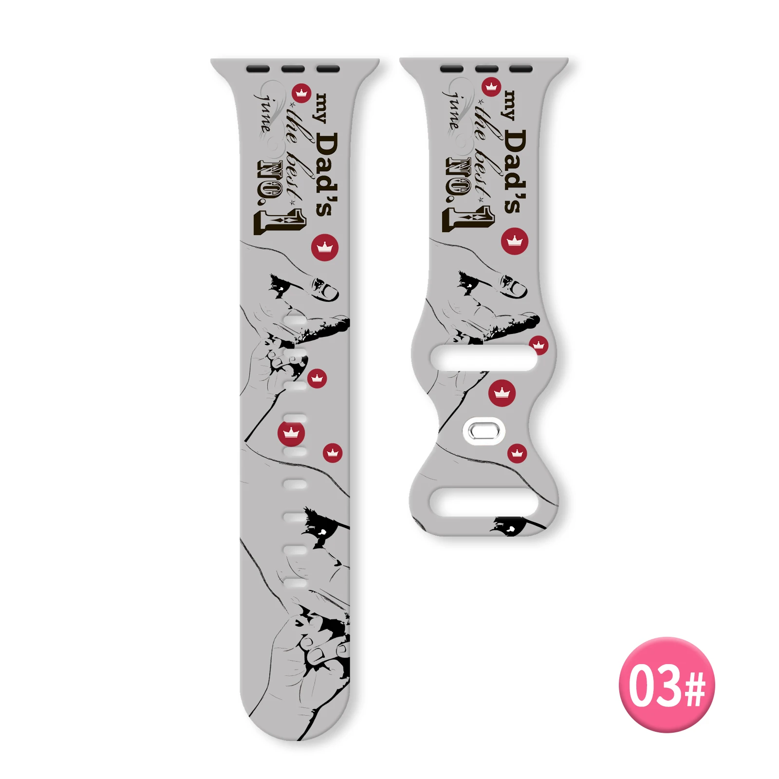 สายซิลิโคนพิมพ์ลายวันพ่อสำหรับนาฬิกา Apple 9 8 7 SE 6สร้อยข้อมือเปลี่ยนสายได้สำหรับ iWatch 49มม. 45มม. 44mmm 42มม.