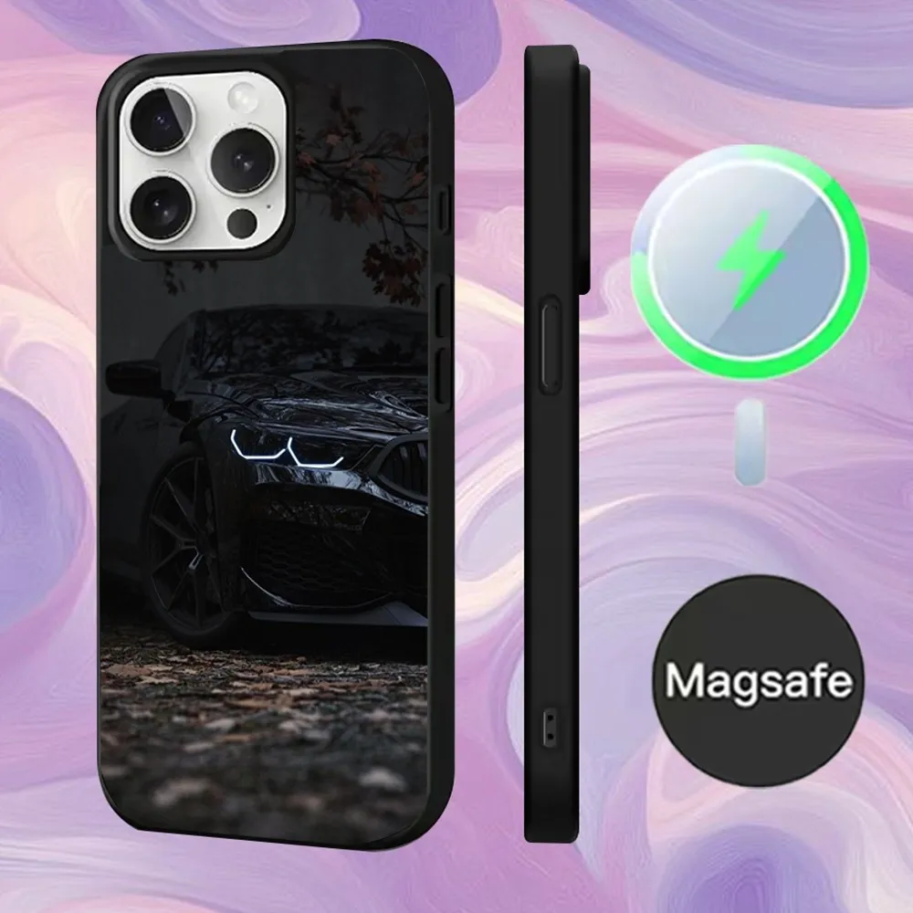 Zwart Wit voor B-BMW Telefoon Case Voor iPhone 16,15,14,13,12,11,Pro,Max,Plus,Mini,Magsafe,Magnetische Draadloze Opladen Case