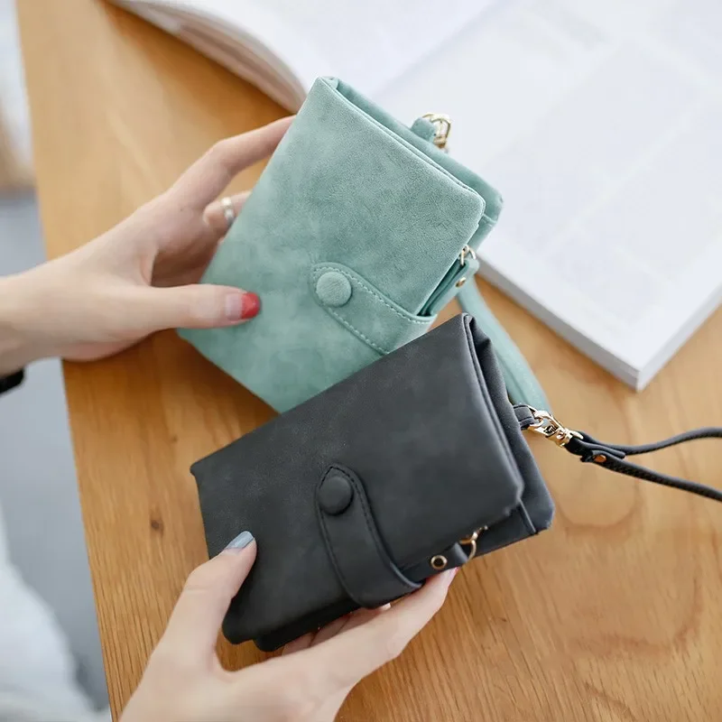 

Women Wallet Fashion Short Wallet PU Leather Zipper Hasp Frosted Ladies Purses Money Coin ID Card Bag Girls Cute Matte Purse Bag