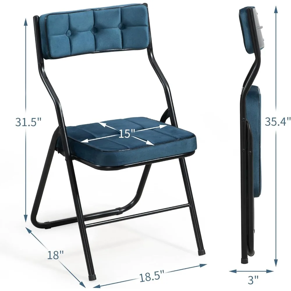 Padded Folding Chairs 4-Pack - Cushioned, Portable Dining Chairs for Kitchen, Extra Seating for Guests, Assembled