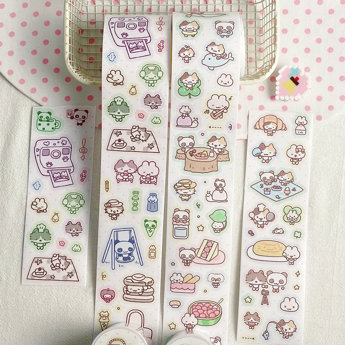 WAKAWAKA Writable Die Cut Sticker Roll Scrapbooking Sticker Hand Drawn Illustration Washi Sticker Journal Planner